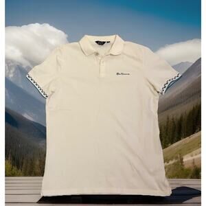 The Original Ben Sherman Polo/Golf Shirt White M Blue White Checkerboard Sleeve